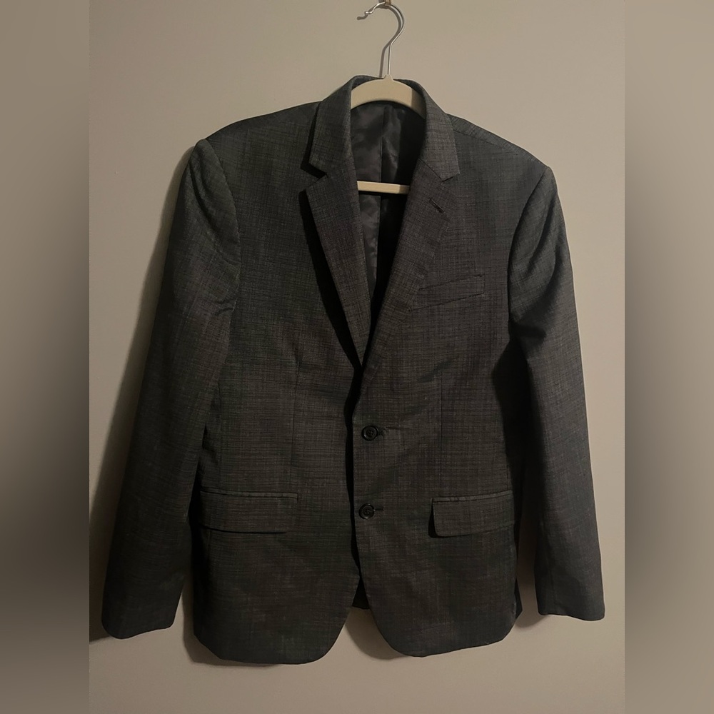 J Ferrar slim fit charcoal gray miniature check design 38S jacket suit coat
